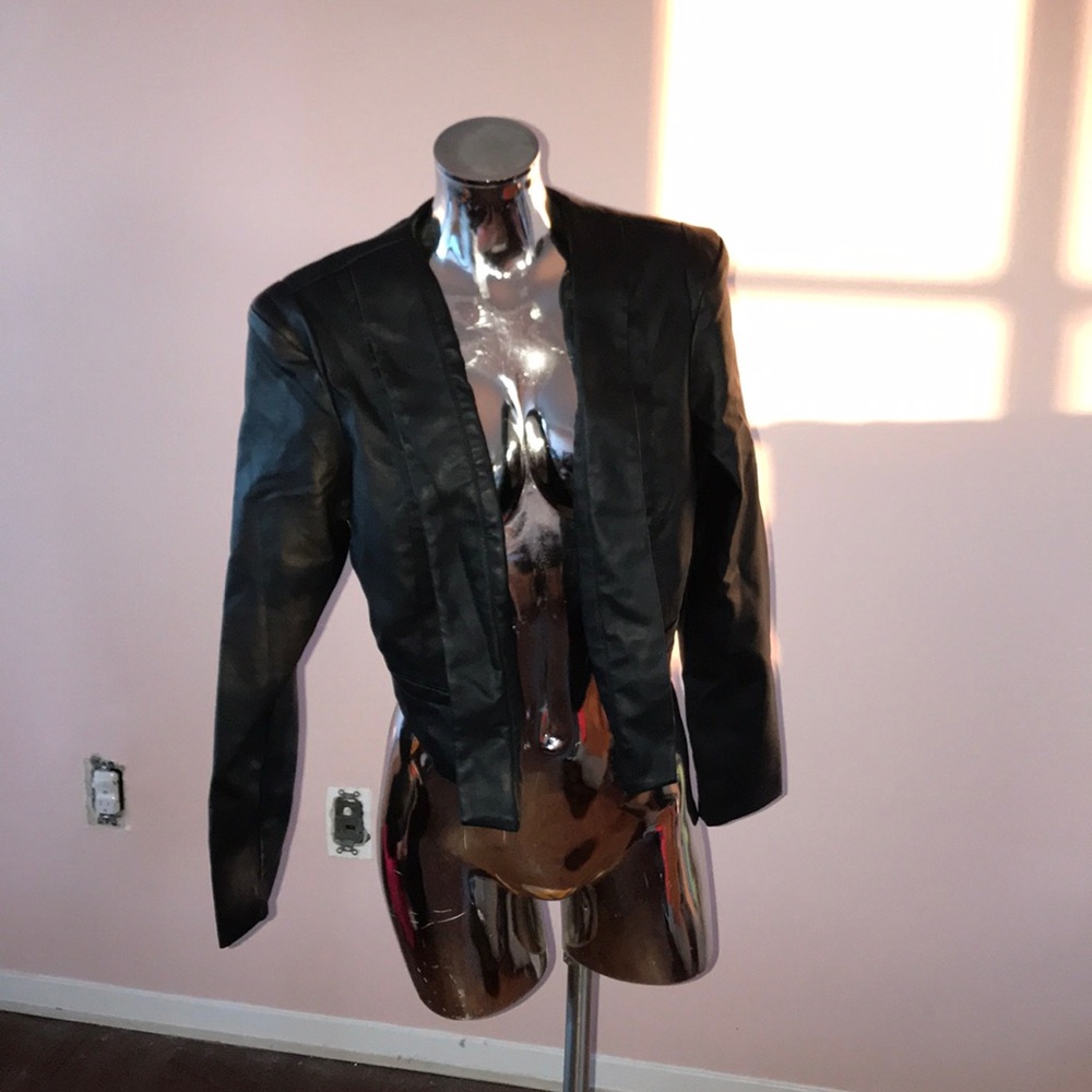 Faux leather blazer